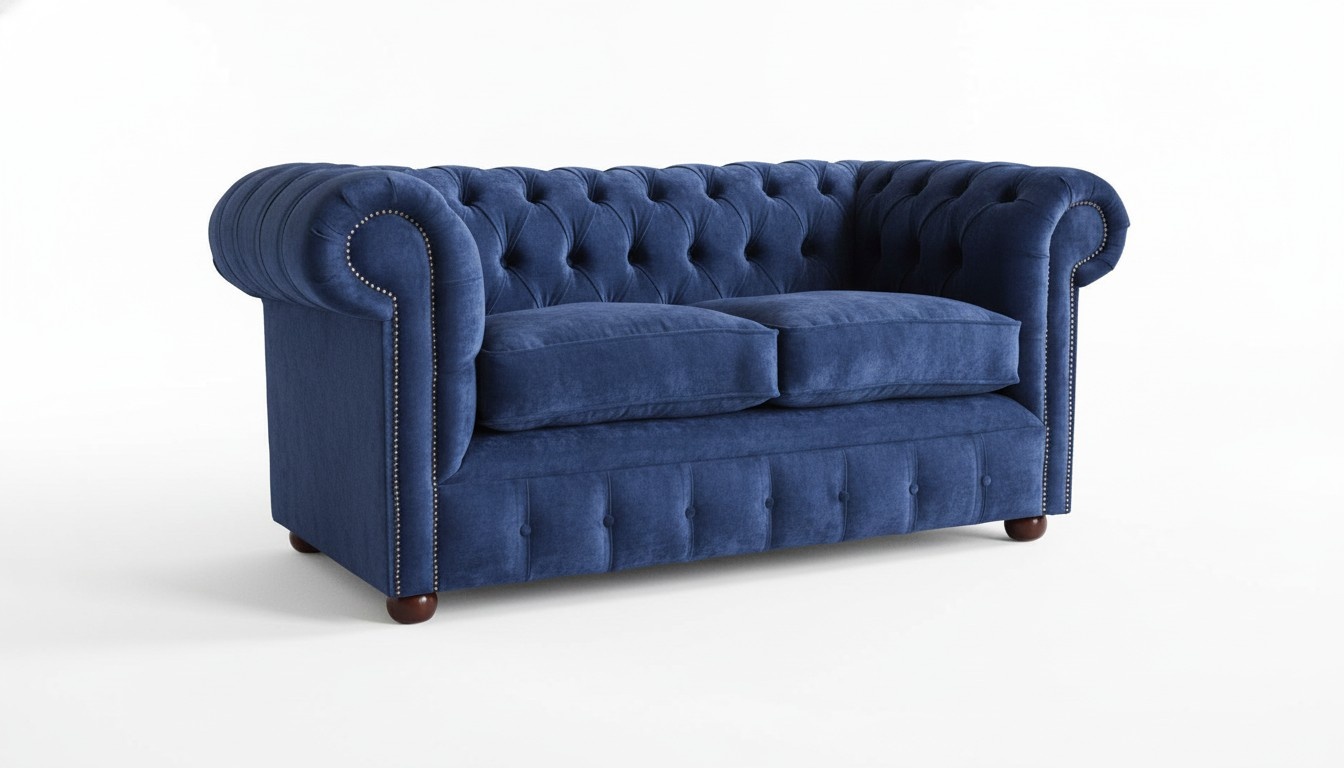 Chesterfield Couch Textil Stoff Sofa Möbel Edles Design Samt Designer 2 Sitzer