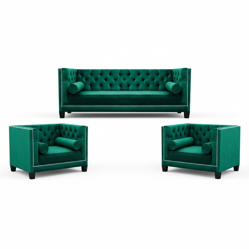 Chesterfield Design Luxus Polster Sofas Couch Sitz Garnitur Sessel 3+1+1