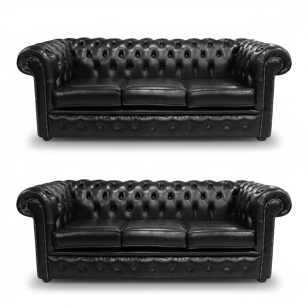 Chesterfield Design Luxus Polster Sofa Sitz Leder 3+3 100% Leder Sofort