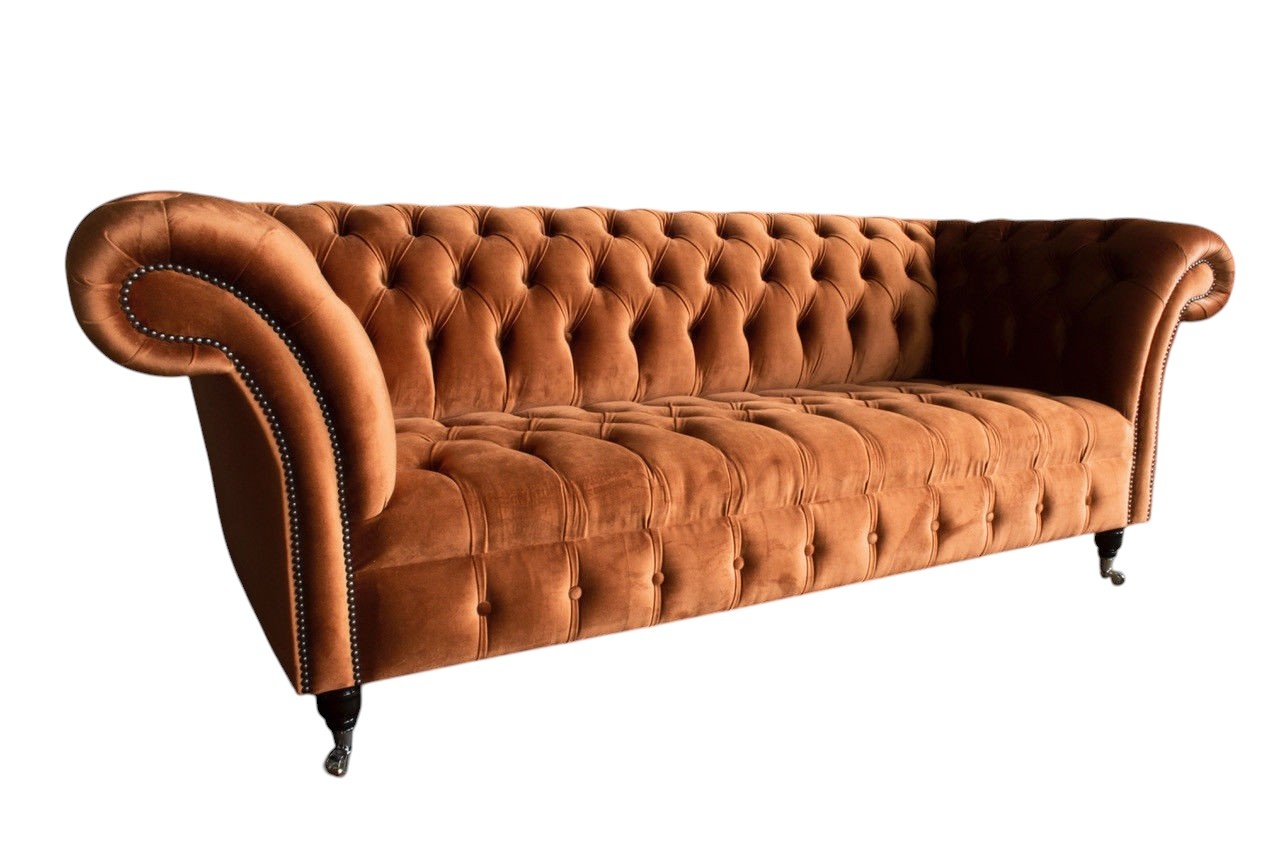 Chesterfield Design Polster Couch Leder Sofa Garnitur Luxus Textil Sofas #160
