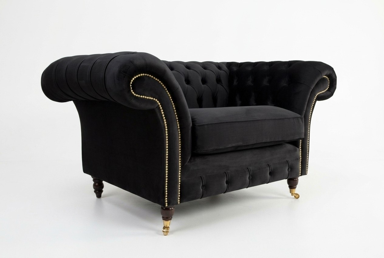 Chesterfield Design Stoff Couch Sessel 1.5 Sitzer Polster Sofas Lounge Neu Club