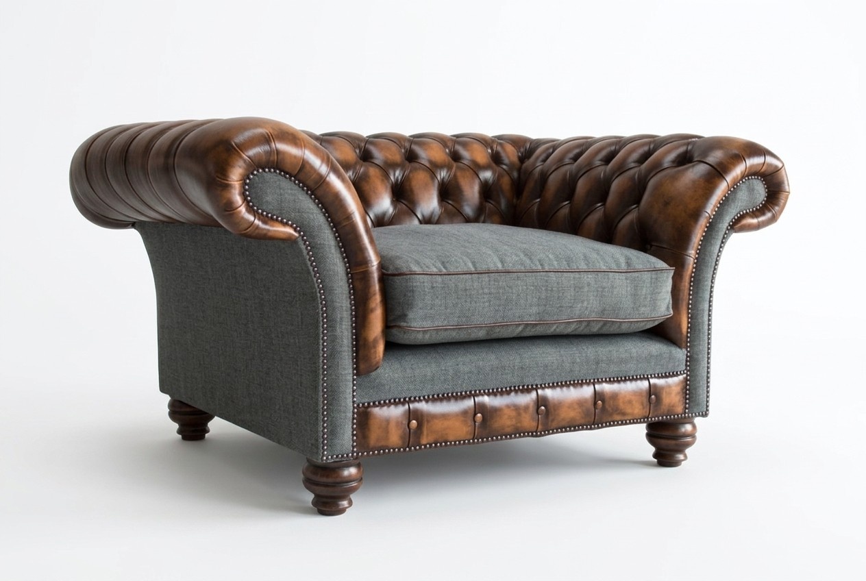 Chesterfield Design Stoff Couch Sessel 1.5 Sitzer Polster Sofas Lounge Neu