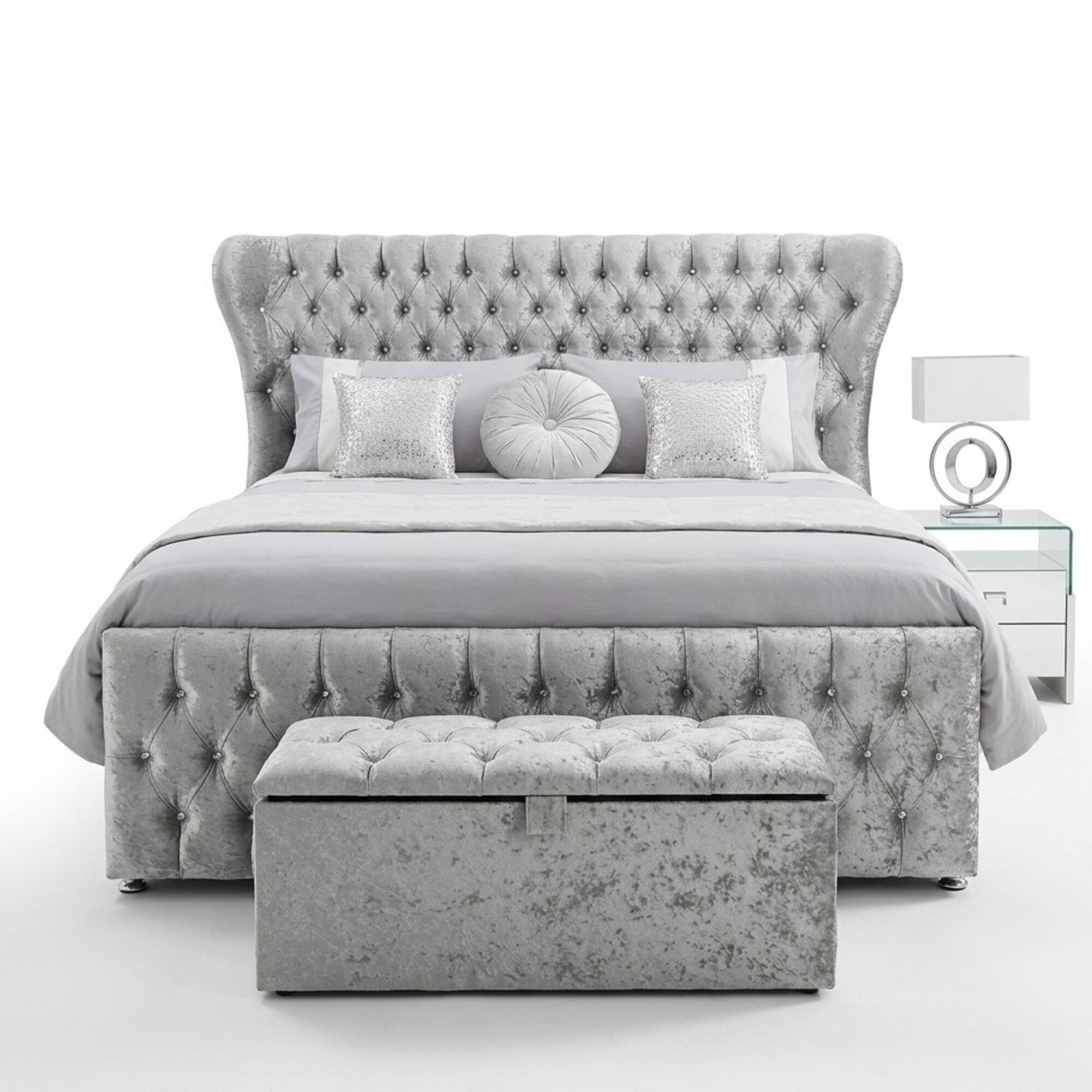 Chesterfield Designer Bett Schlafzimmer Textil Leder Polster 140/160/180/200 cm