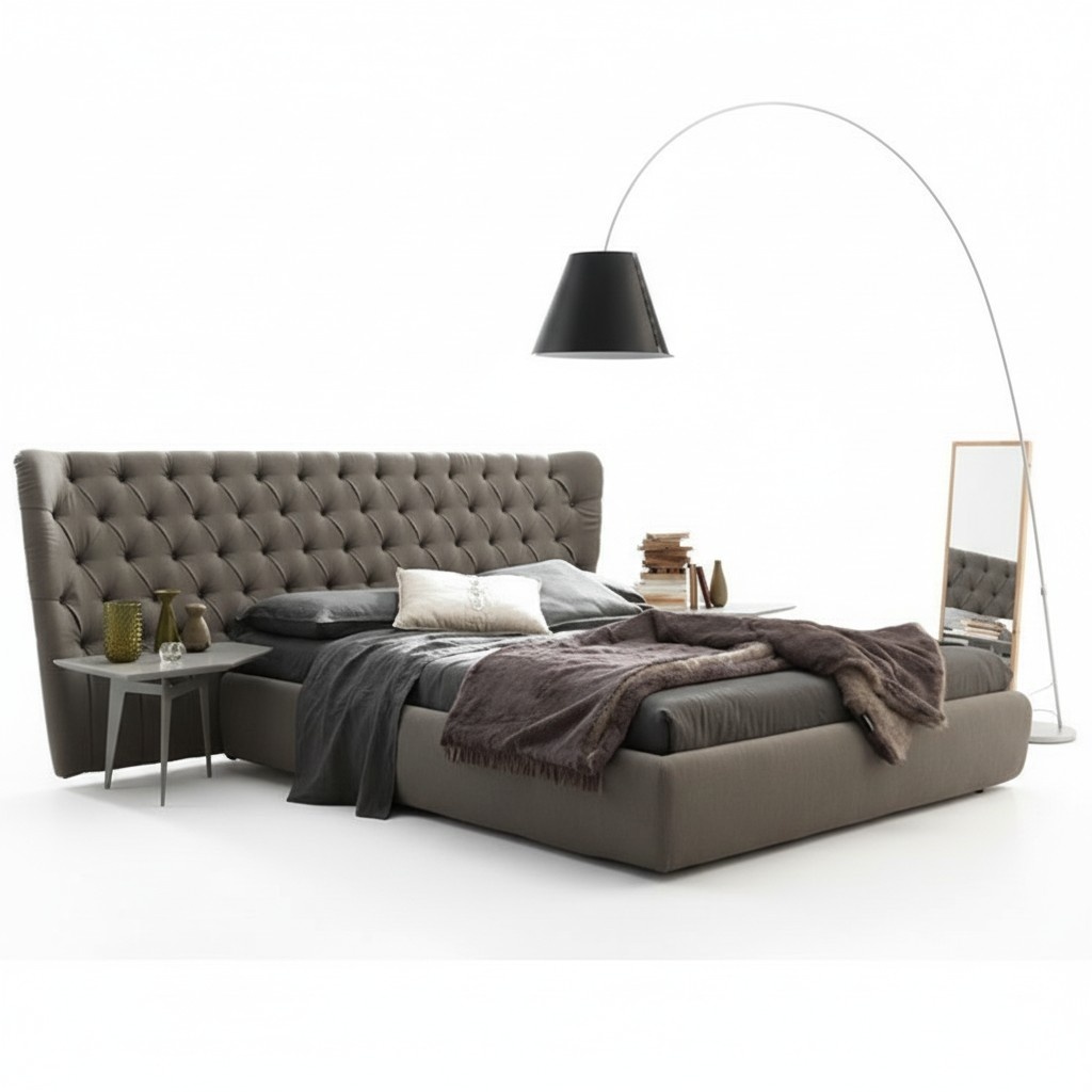 Chesterfield Designer Bett Schlafzimmer Textil Leder Polster 140/160/180/200 cm