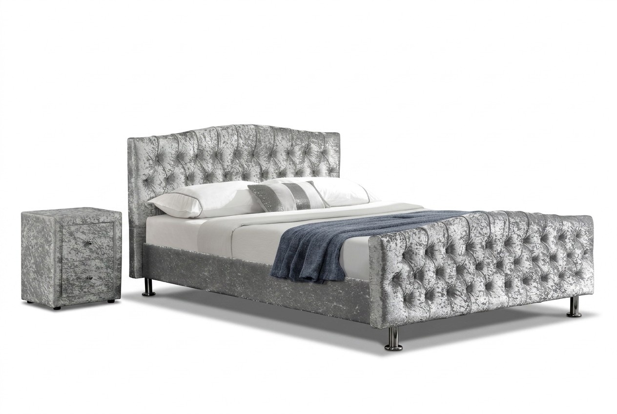 Chesterfield Designer Bett Schlafzimmer Textil Leder Polster 140/160/180/200 cm