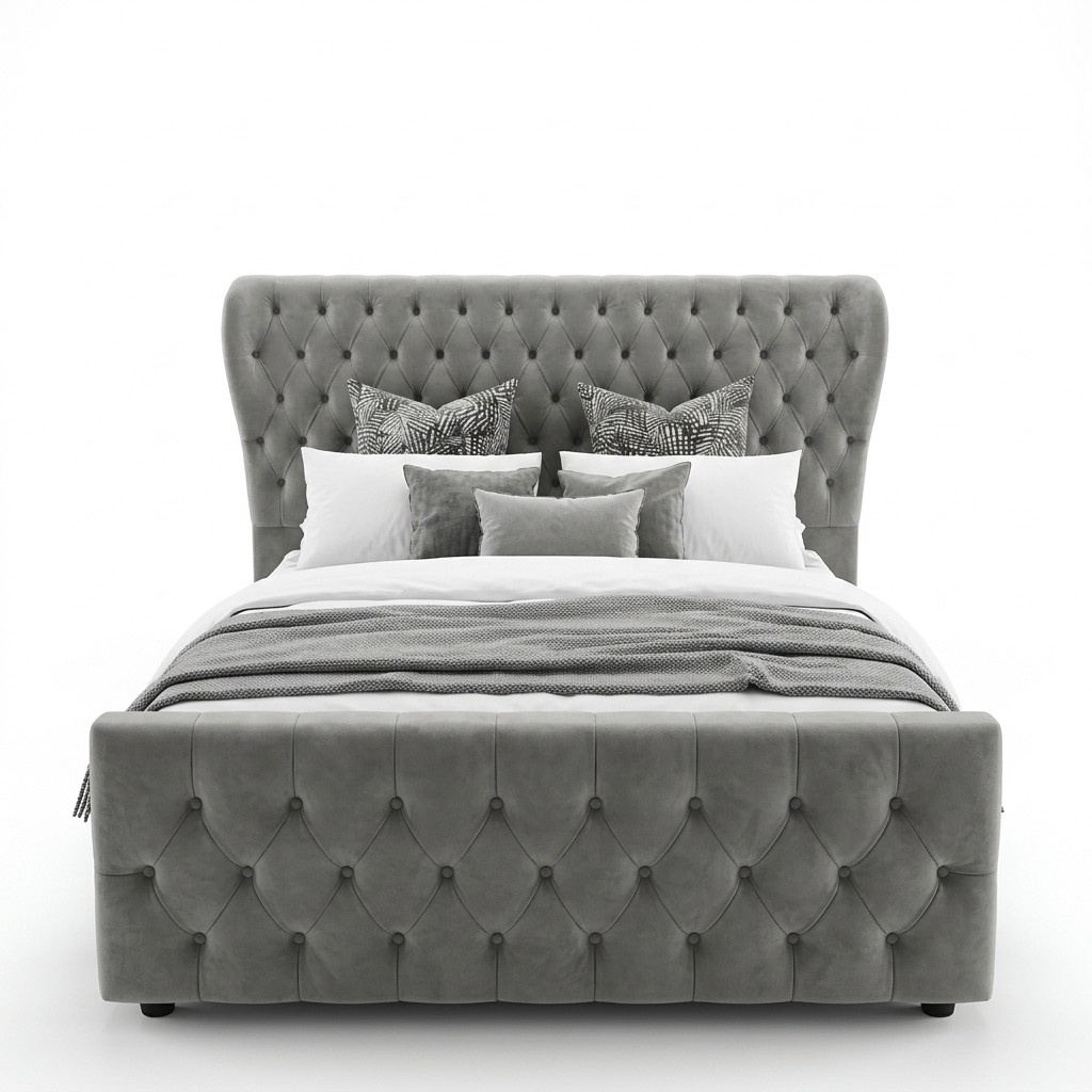Chesterfield Designer Bett Schlafzimmer Textil Leder Polster 140/160/180/200 cm
