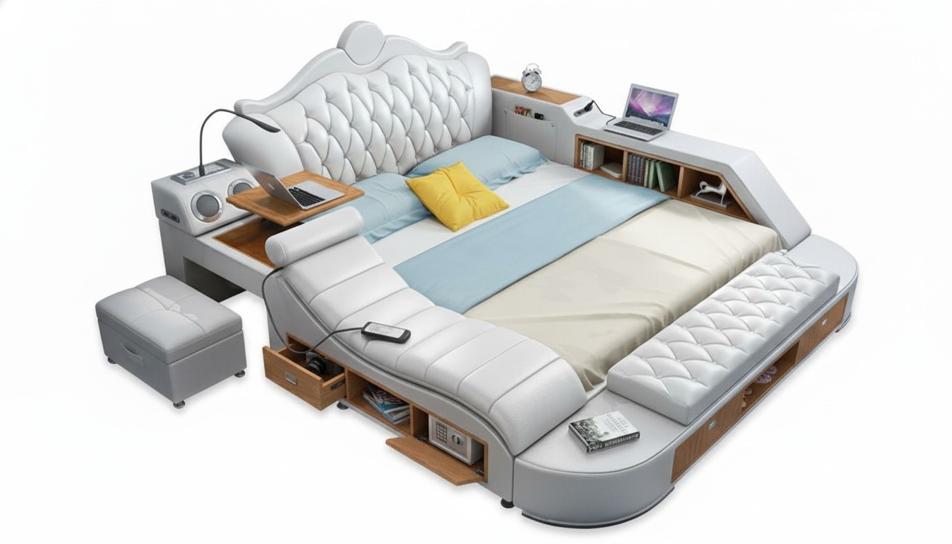 Chesterfield Doppel Luxus Design Bett Polster Betten180x200 Multifunktion