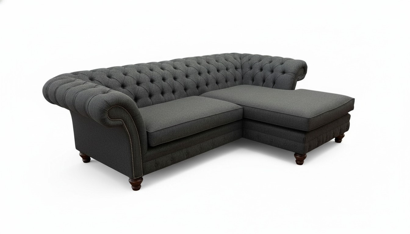 Chesterfield Ecksofa L-Form Stoff Design Couch Sitz Sofa Textil Eck Neu