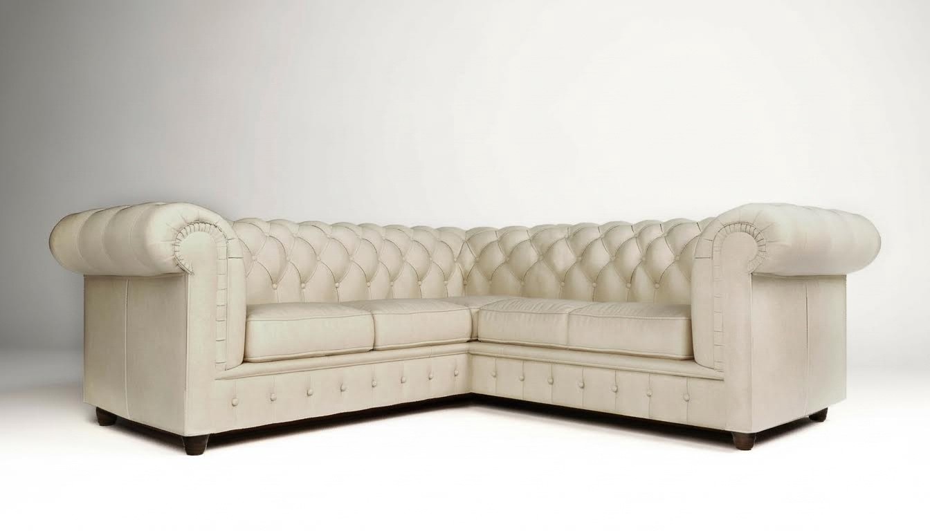 Chesterfield Ecksofa L-Form Stoff Design Couch Polster Sitz Sofa Textil