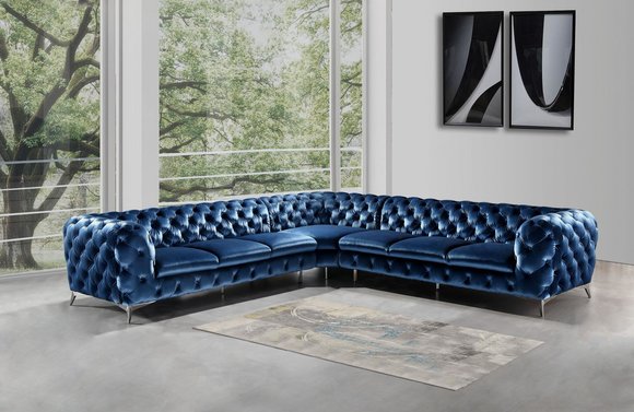 Design Chesterfield Ecksofa Eckcouch Loungesofa Couch Samt Textil