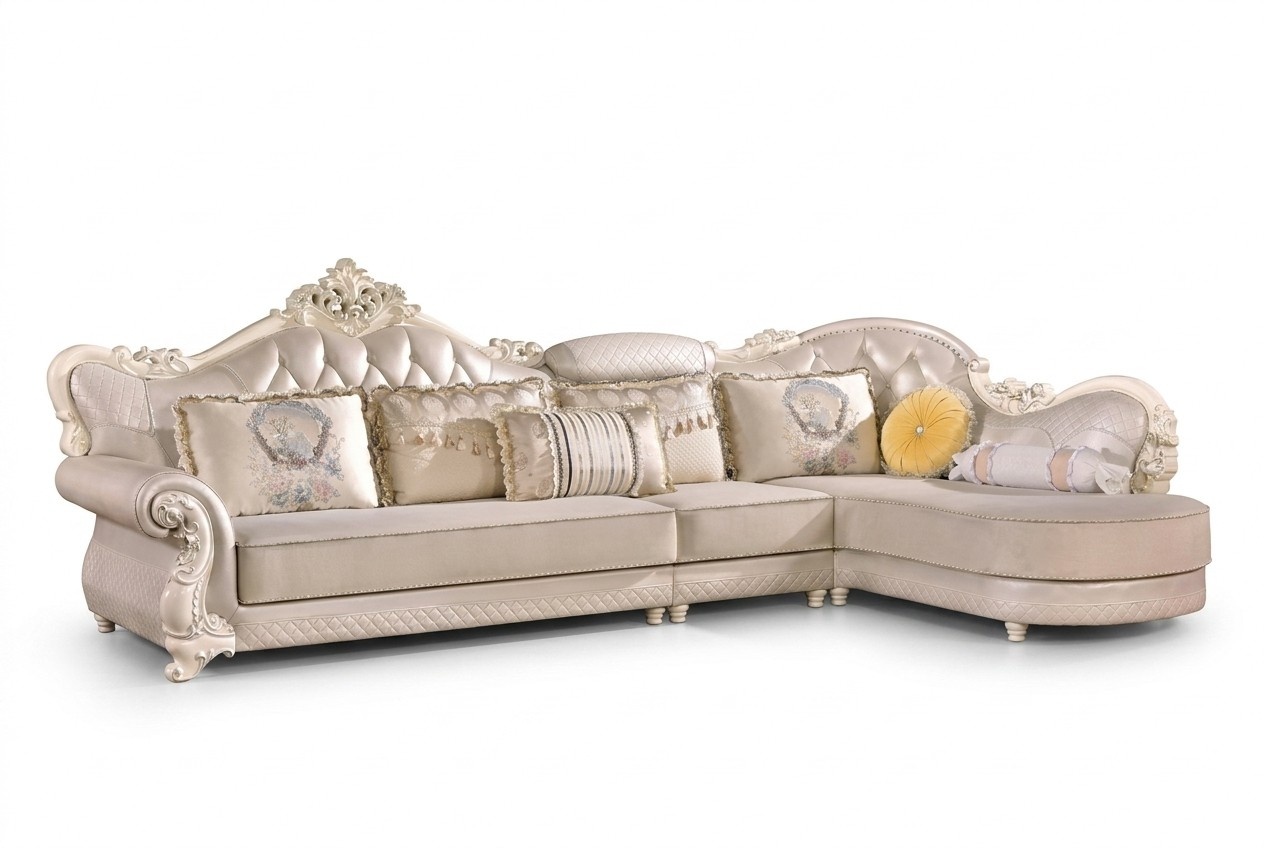 Chesterfield Ecksofa Couch Polster Möbel Barock Rokoko Stoff Leder