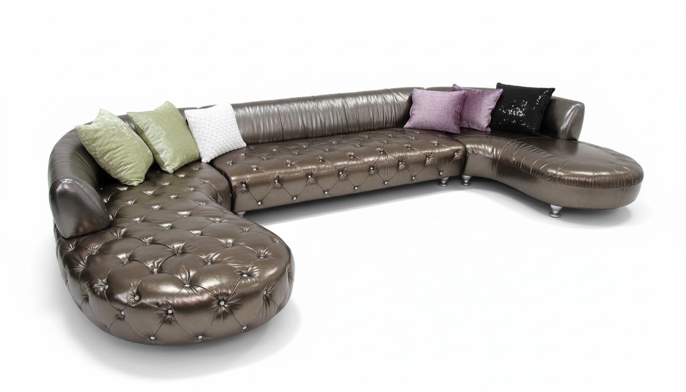 Chesterfield Ecksofa U Form Luxus Couch Wohnlandschaft Gold Eckgarnitur