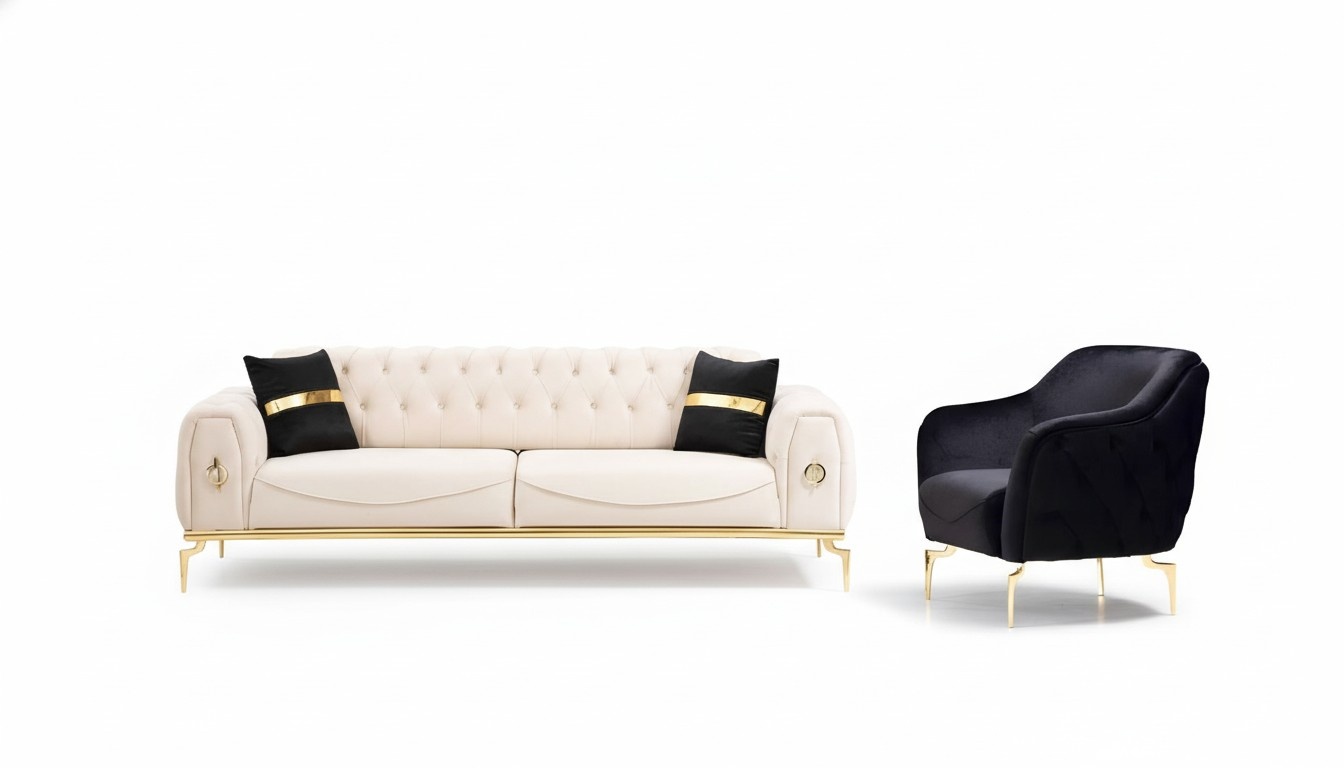 Chesterfield Edelstahlmöbel Luxus Sofagarnitur Dreisitzer Sitzgruppe