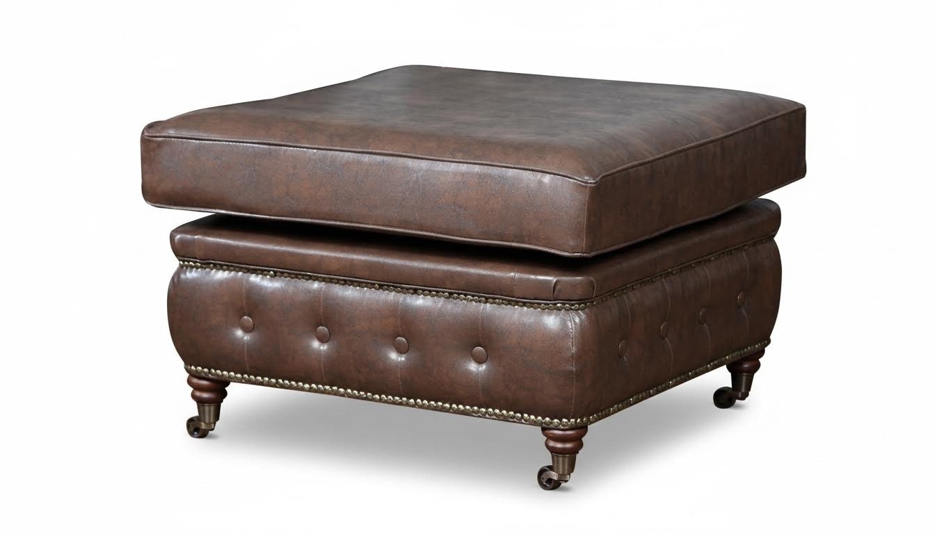 Chesterfield Fußhocker Club Lounge Hocker Leder Textil Ottoman Designer