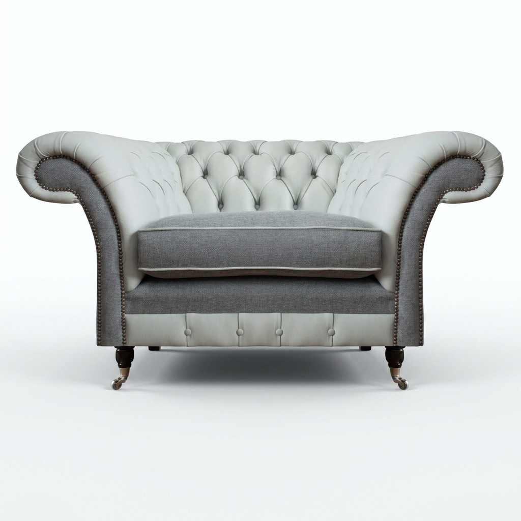 Chesterfield Grau Sessel Polstermöbel Design Moderne Stil Wohnzimmer