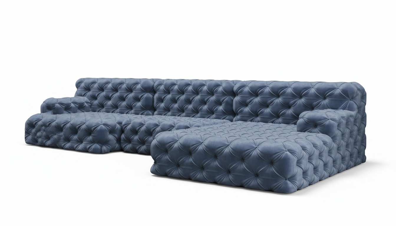 Chesterfield U-Form Ecksofa Couch Design Polster Textil Garnitur Sofa Ecke Neu