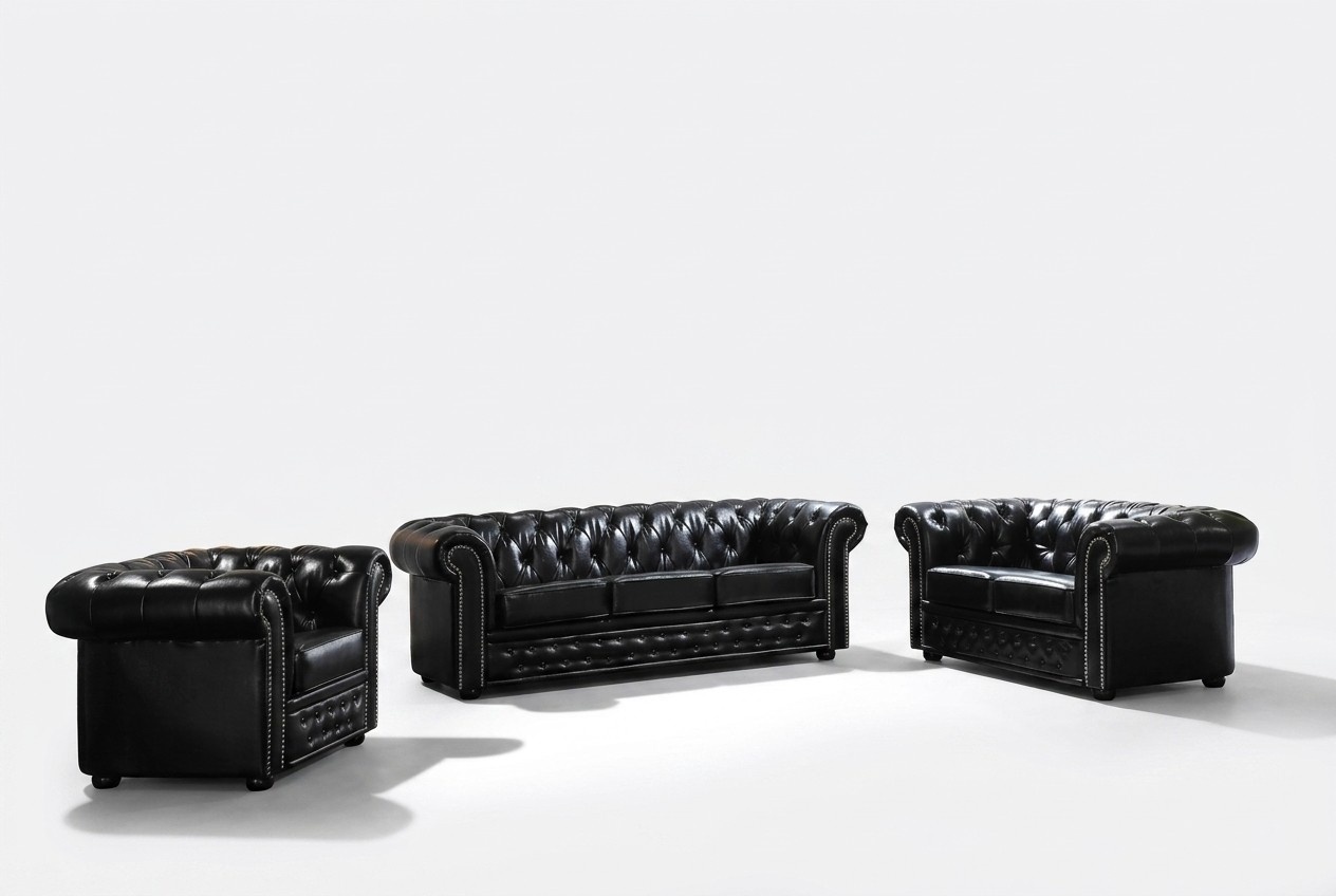 Chesterfield Ledersofa Sofa Couch Polster Sitz Set Polster Garnitur 3+2 Sitzer