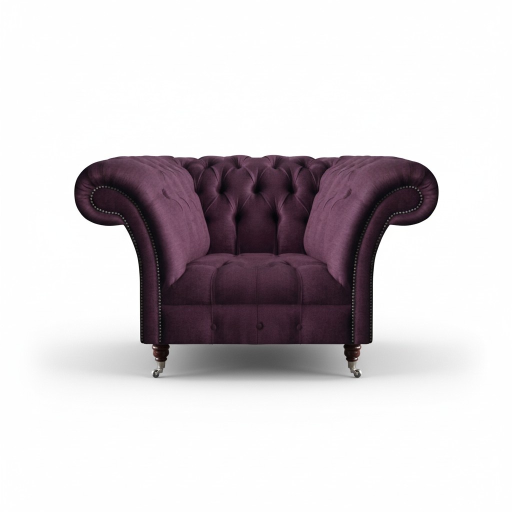 Chesterfield Lila Sessel Wohnzimmer Einsitzer Designer Edler Lehnsessel