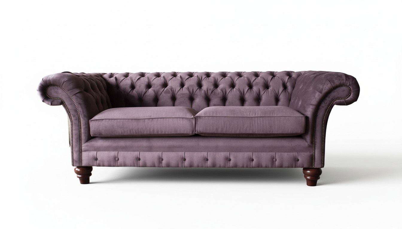 Chesterfield Lila Sofa 3 Sitzer Wohnzimmer Stoff Couch Polster Sofas
