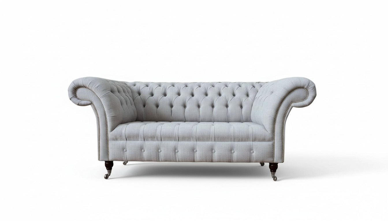 Chesterfield Luxus 2 Sitzer Couch Polster Sofa Textil Stoff Couchen Neu