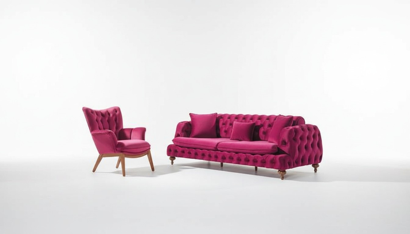 Chesterfield Samt Sofa 3 Sitzer Designer Couchen Couch Stoff Polster