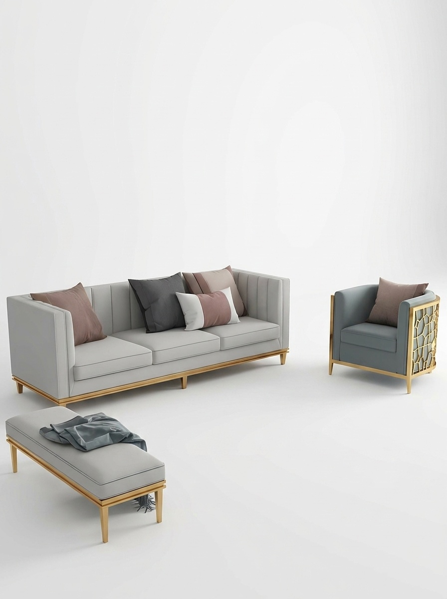 Samt sofa Couch Polster Garnitur 3+1+1 Designer Couchen Sofas Neu