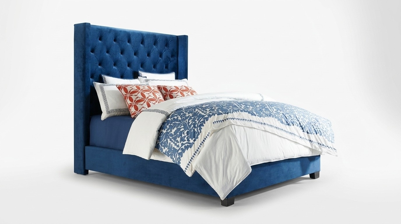 Chesterfield Schlaf Zimmer Doppel Betten Design Leder Luxus Bett Hotel