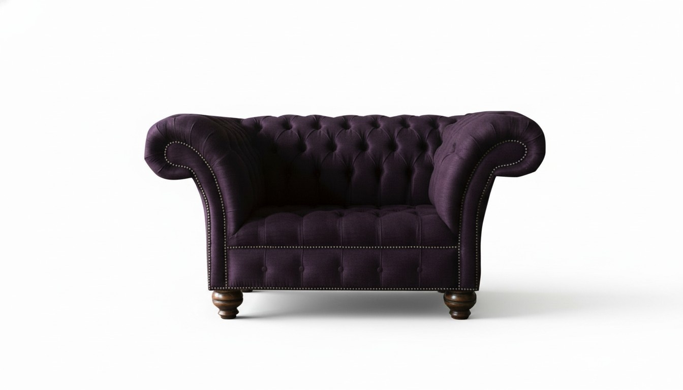 Chesterfield Sessel Aubergine Textil Stoff Kreative Möbel Wohnzimmer Modern
