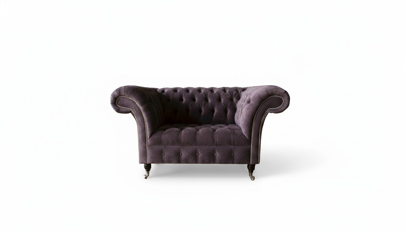 Chesterfield Sessel Aubergine Textil Stoff Kreative Möbel Neu Wohnzimmer