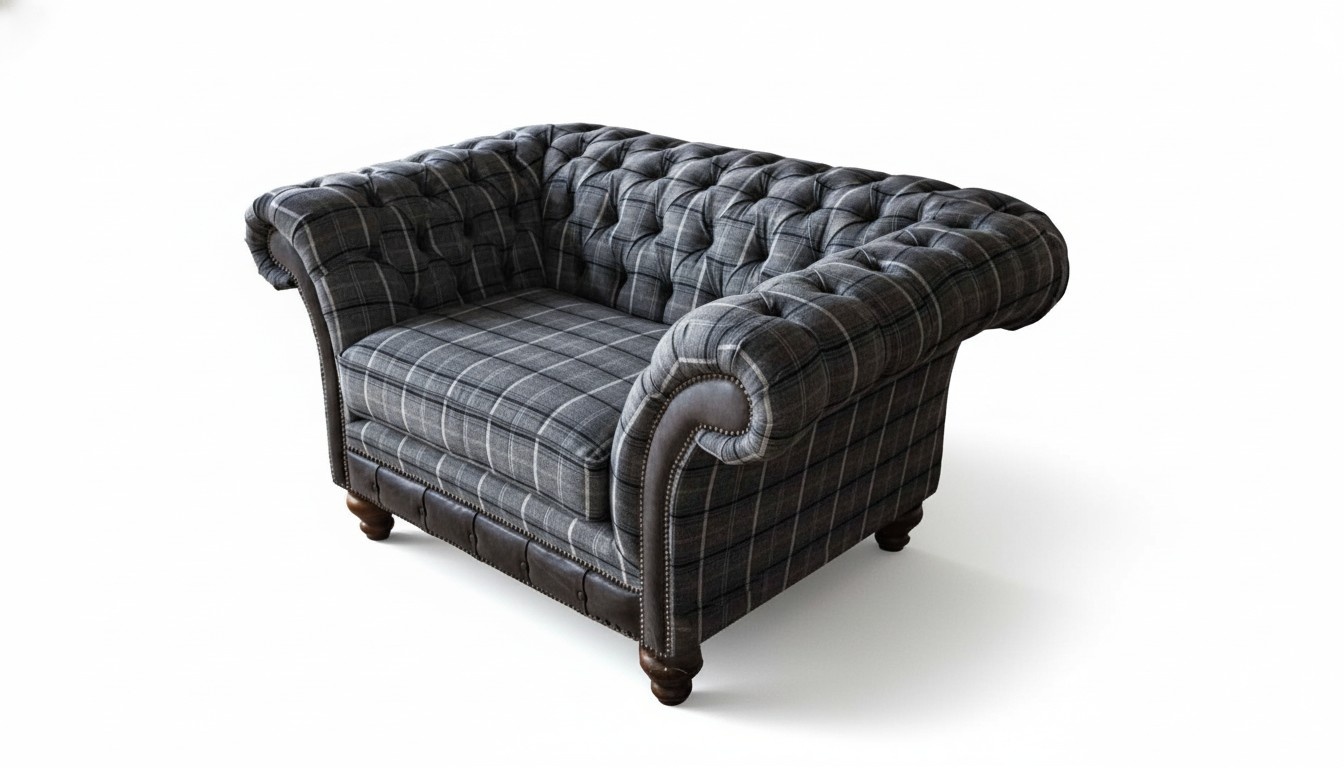 Chesterfield Sessel Couch 1 Sitzer Sofa Textil Stoff Couchen Polster