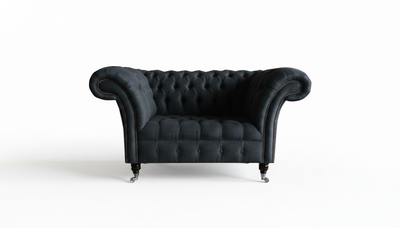 Sofa Chesterfield Sessel Fernseh Couch 1 Sitzer Textil Stoff Ohrensessel