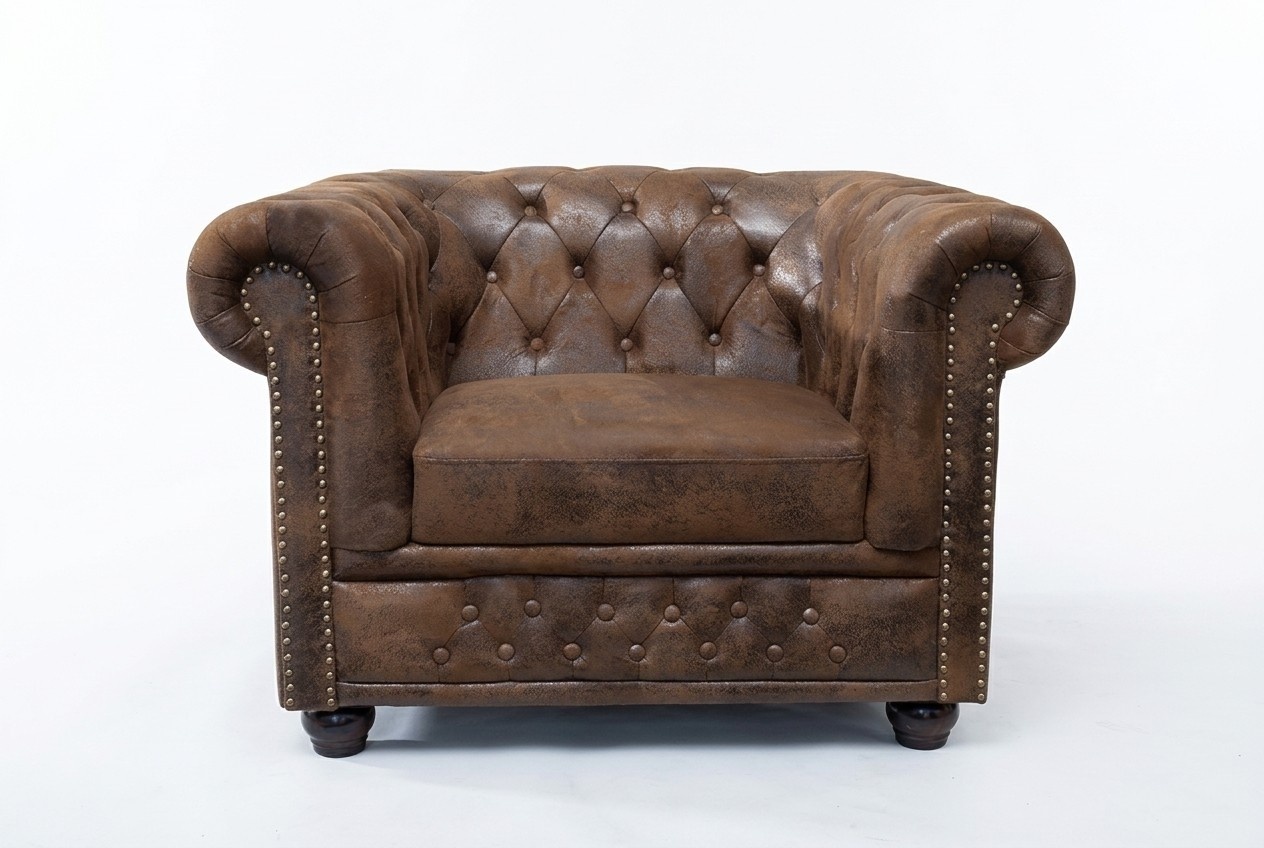 Chesterfield Sessel Fernseh Couch 1 Sitzer Sofa Textil Stoff Couchen Polster