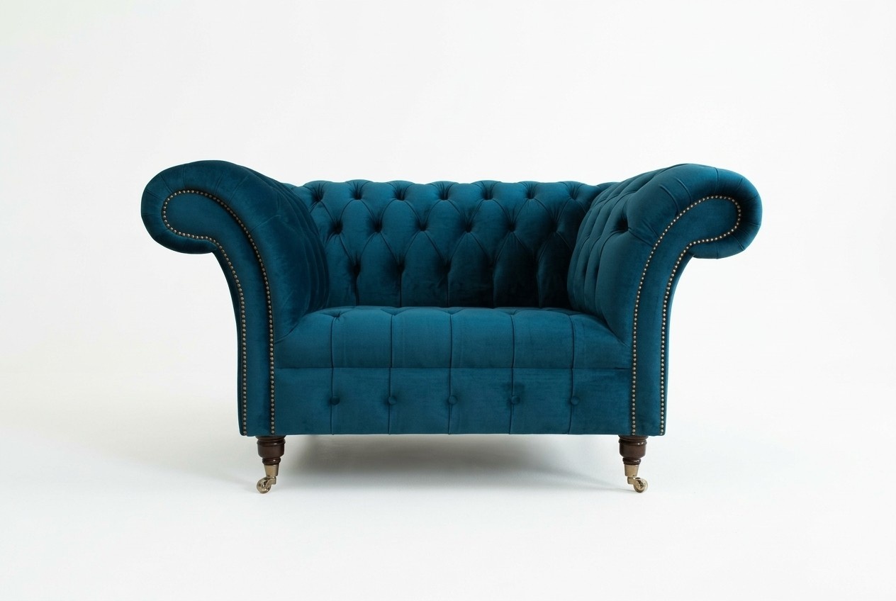 Chesterfield Sessel Fernseh Couch 1 Sitzer Sofa Textil Stoff Couchen