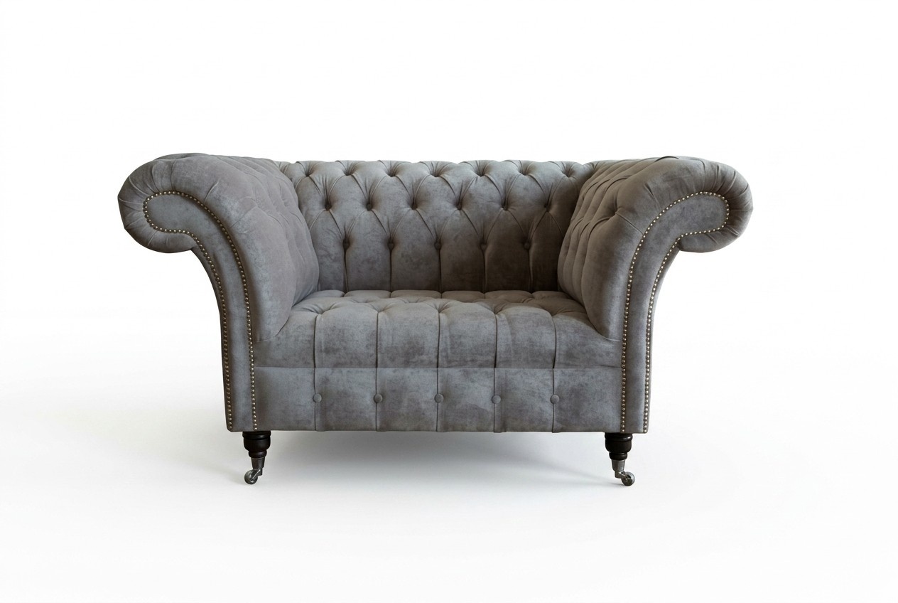 Chesterfield Sessel Fernseh Couch 1 Sitzer Sofa Textil Stoff Couchen
