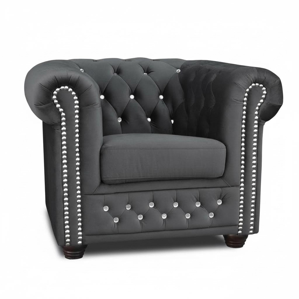 Chesterfield Sessel Fernseh Couch 1 Sitzer Sofa Textil Stoff Couchen Polster Neu