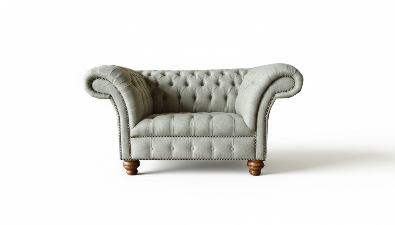 Chesterfield Sessel Hellgrau Stoff Wohnzimmer Design Couchen Sofa Sofas