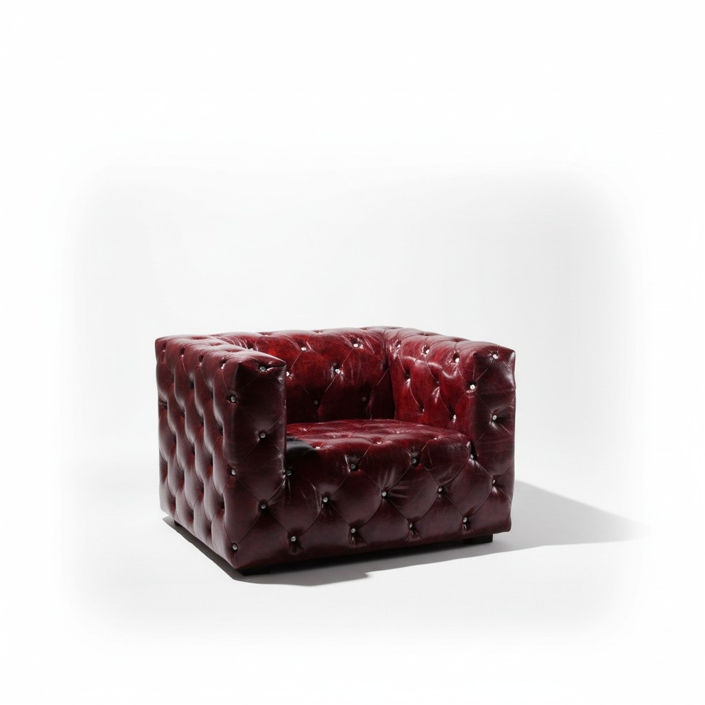 Chesterfield Sessel Ledersofa Luxus Sessel Bordeaux Clubsessel