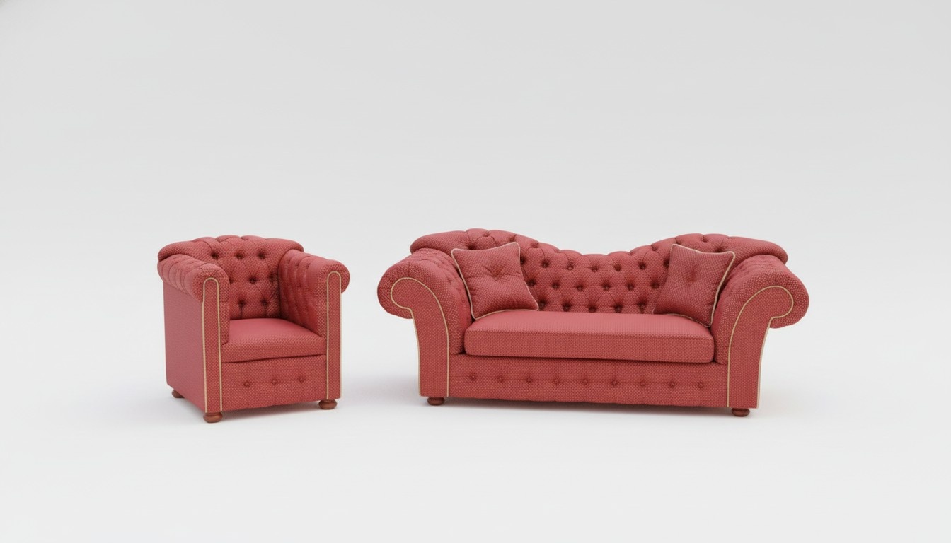 Chesterfield Set 3+1 Sitzer Sofagarnitur Stoff Design Couch Polster Sitz Sofas