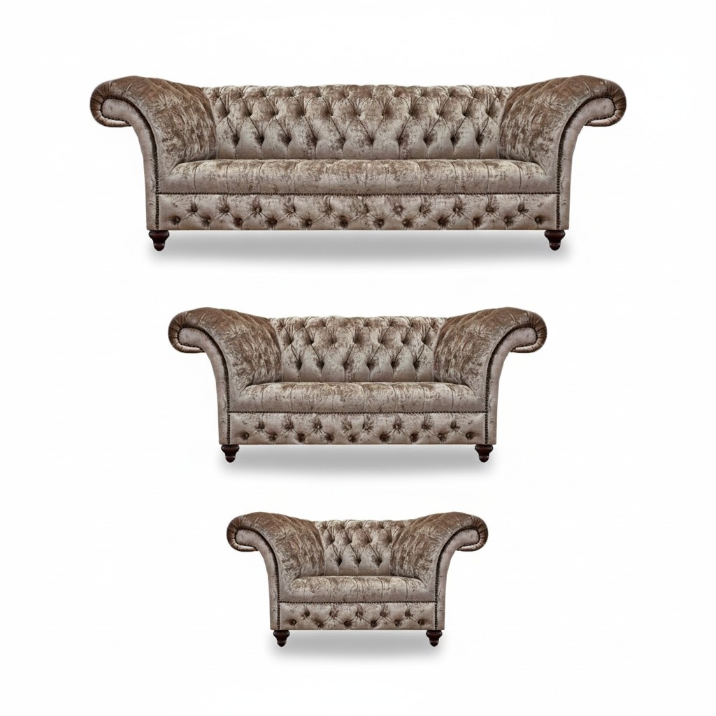Chesterfield Set 3tlg Design Möbel Luxus Komplett Einrichtung Wohnzimmer Neu