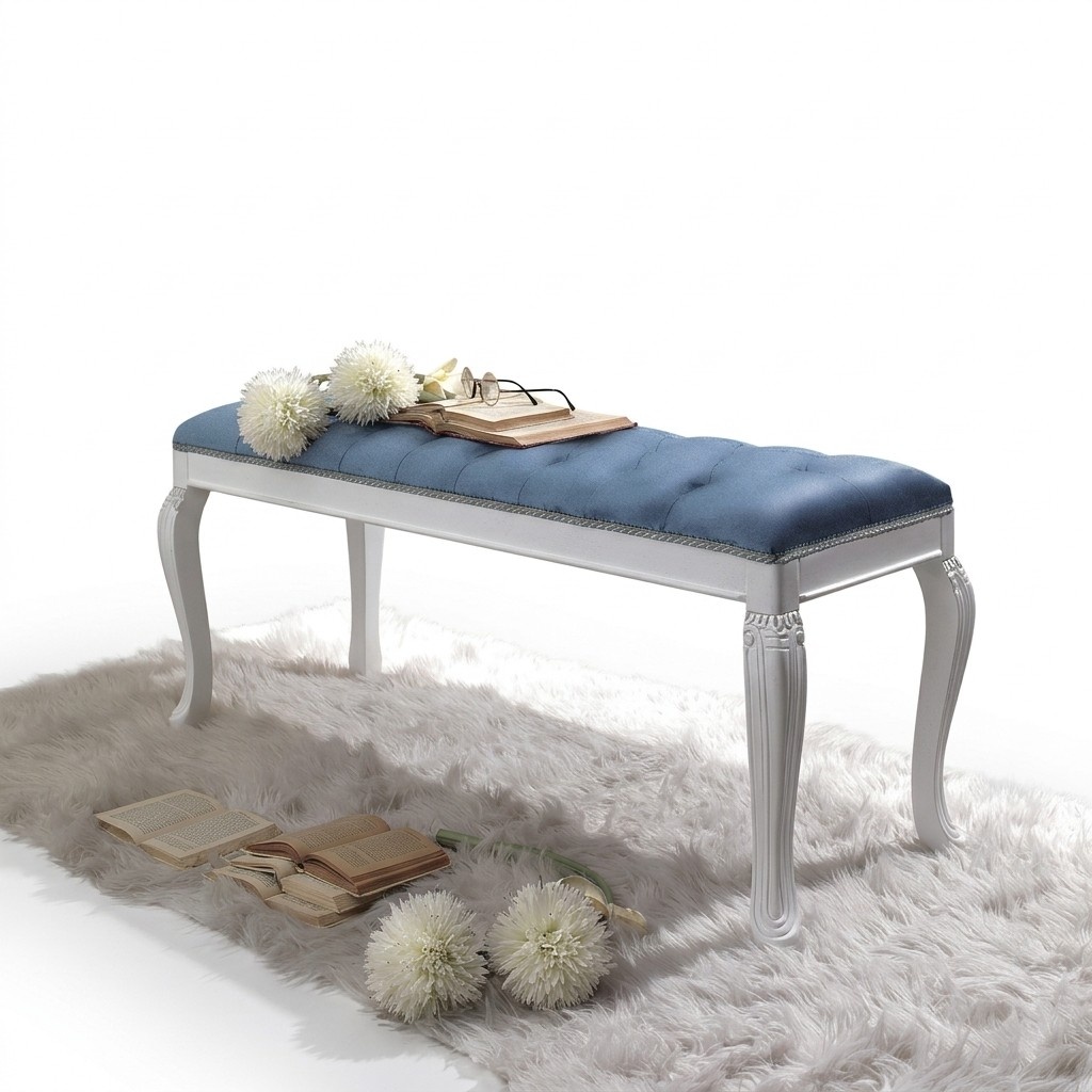 Chesterfield Sitz Polster Bank Polster Sitz Hocker Textil Stoff Holz Stil Design