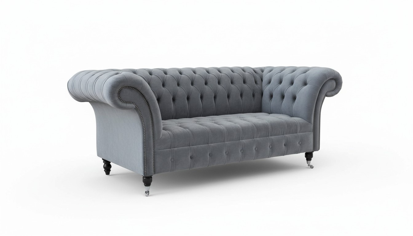 Chesterfield Sofa 3 Sitzer Luxus Couch Wohnzimmer Sofas Grau Stoffsofa