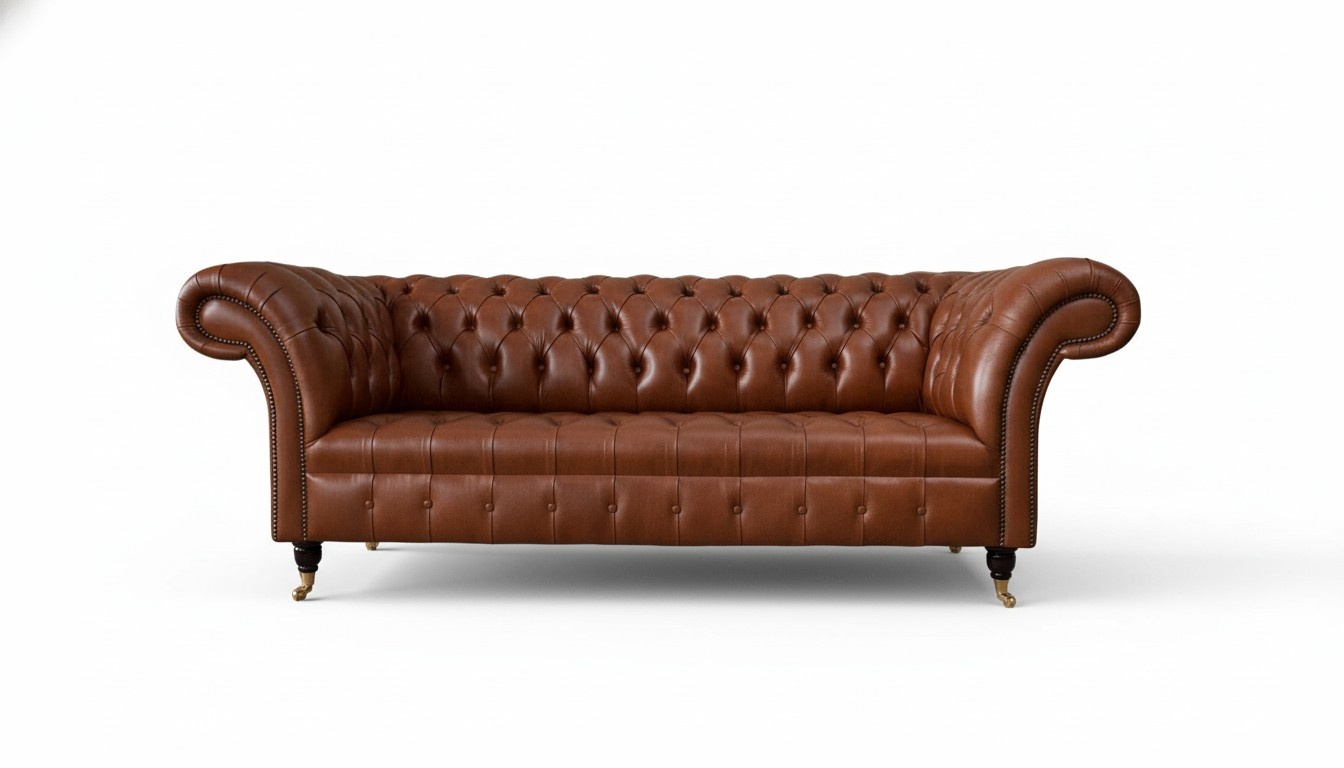 Chesterfield Sofa 3 Sitzer Braun Modern Polster Leder Wohnzimmer Design
