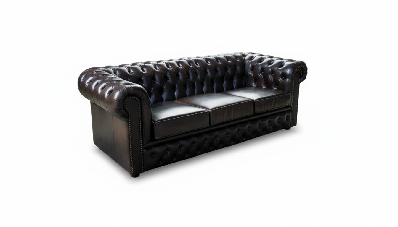 CHESTERFIELD SOFA 3 SITZER NAPOLI POLSTER BRAUN 100%LEDER SOFORT