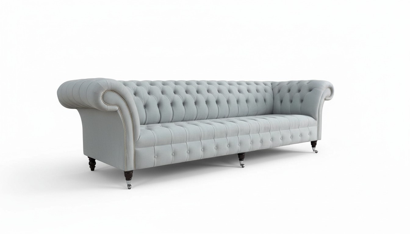 Chesterfield Sofa 4 Sitzer Designer Couchen Couch Stoff Polster Textil