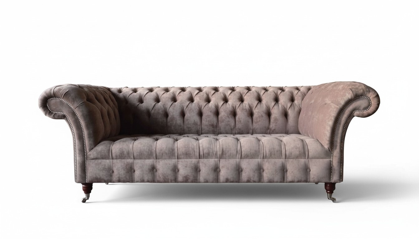Chesterfield Sofa Couch Polster Design 3 Sitzer Sofas Dreisitzer Lila