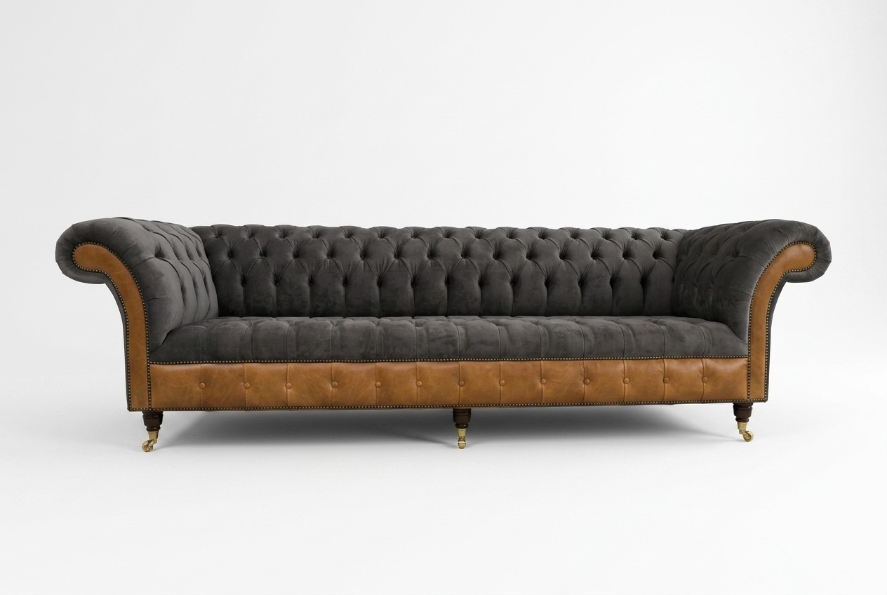 Chesterfield Sofa Couch Polster Sofas Couchen Viersitzer Stoff Sitzpolster 265cm