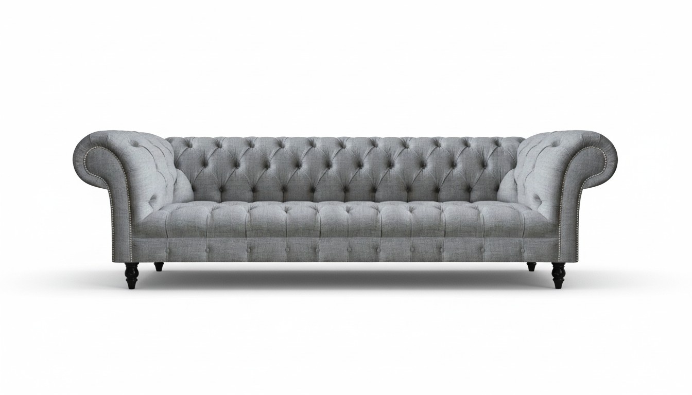 Chesterfield Sofa Viersitzer Couch Grau Möbel Wohnzimmer Luxuriöse Design