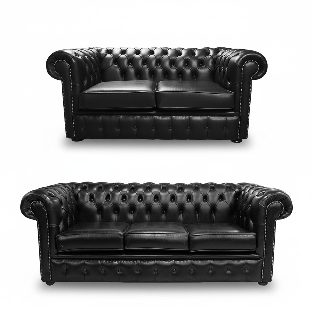 Chesterfield Sofagarnitur 3+2 Sitzer Couch Sofa Set Polster 100% Leder Sofort