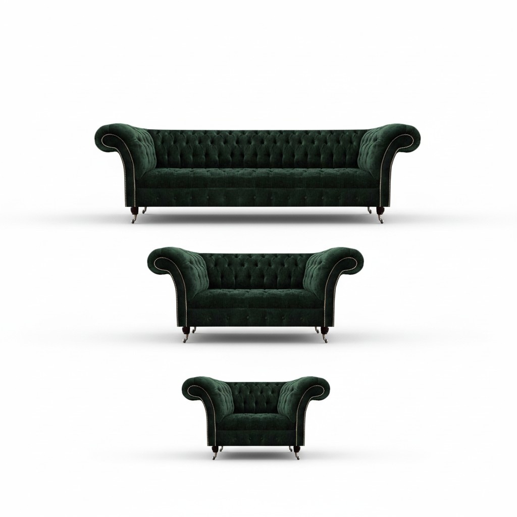 Chesterfield Sofagarnitur 3tlg Luxuriöse Modern Polstermöbel Designer Sofas
