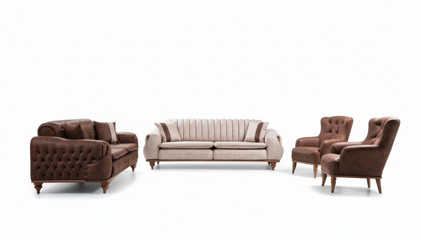 Chesterfield Sofagarnitur Couch Sitzpolster Sofa Couchen Möbel Textil